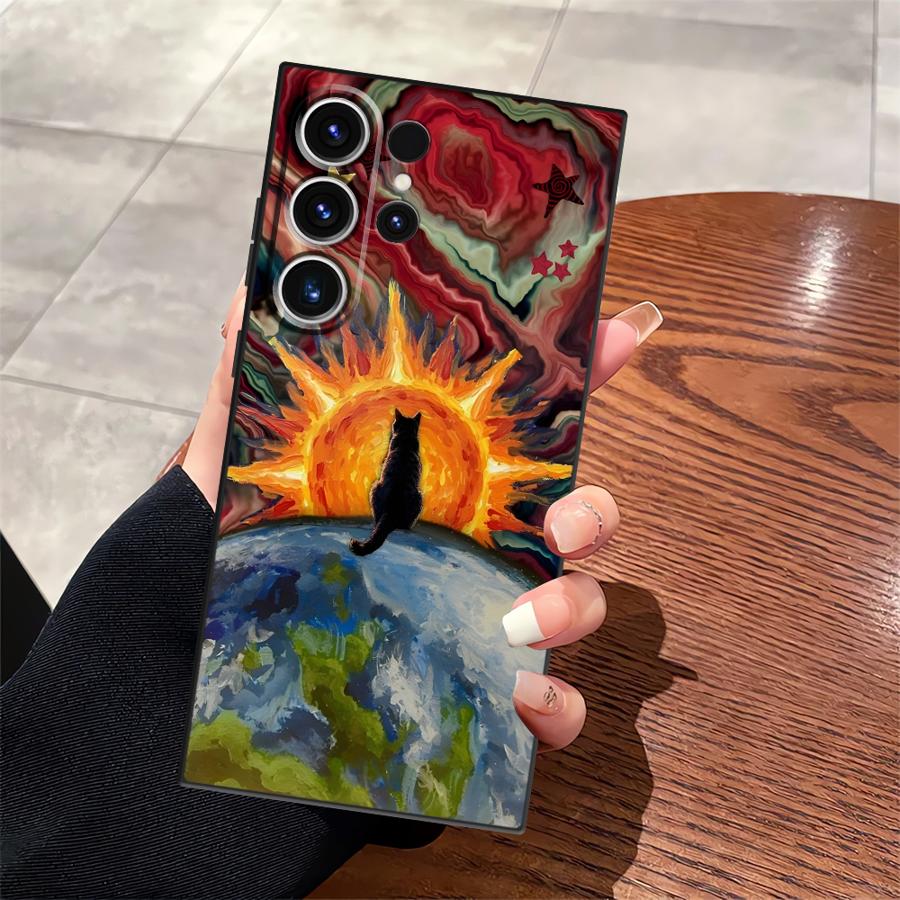 

Cartoon Creative Cat Funda Phone Cover Case for Samsung Galaxy S26 Ultra S10 S9 S24 S21 FE S23 Note 20 8 9 10 S20 Ultra S25 Plus Galaxy S24+