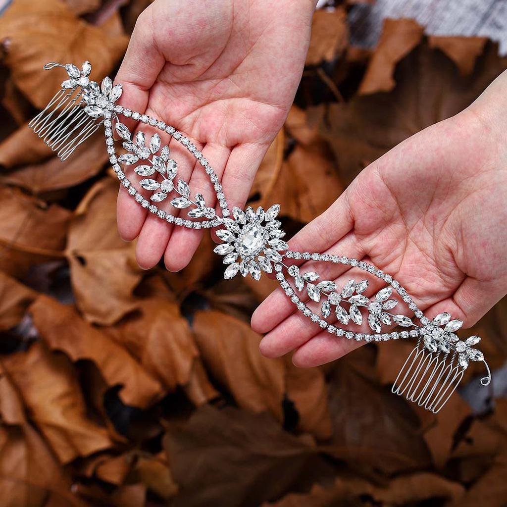 Silver Color Rhinestone Crystal Headbands Hairbands Tiaras For Women Bride Party Wedding Bridal Hair Accessories Jewelry Band