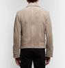 Zip Lambskin Suede Men's Beige Genuine Handmade Motorcycle Leather Jacket Biker