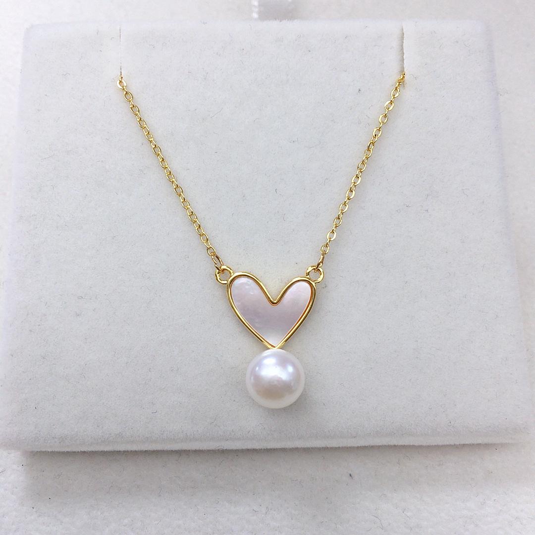 Natural Freshwater Pearl Heart Pendant Necklace - Cute Seashell Design, Perfect Gift for Women
