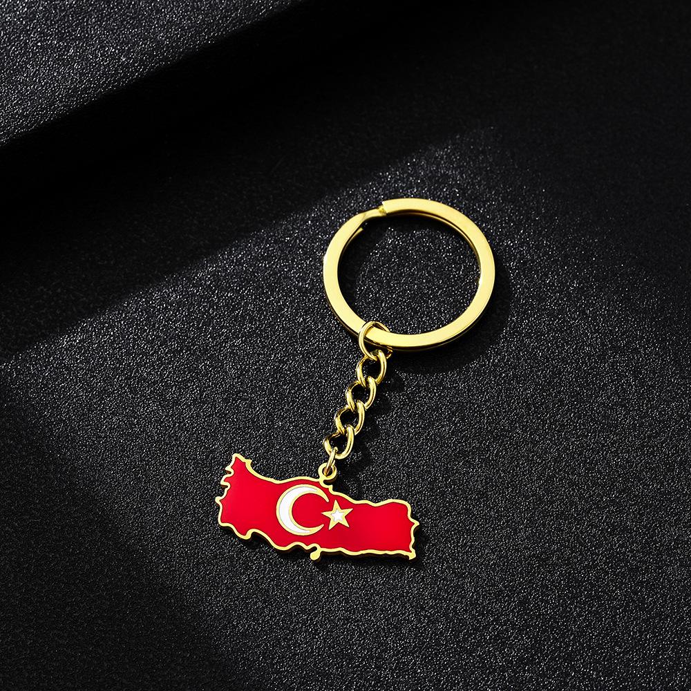Ethnic Style Stainless Steel & Enamel Cross Pendant Keychain for Men & Women