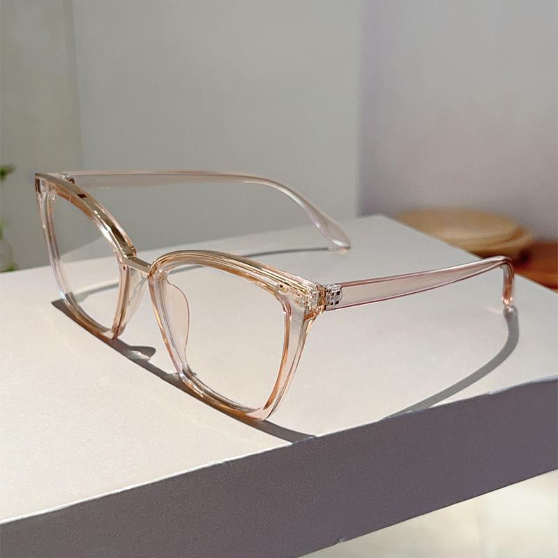 Oversized Cat Eye Glasses Women Fashion Vintage Candy Color Rim Eyewear Trendy Chic Design Blue Light Blocking Eyeglasses