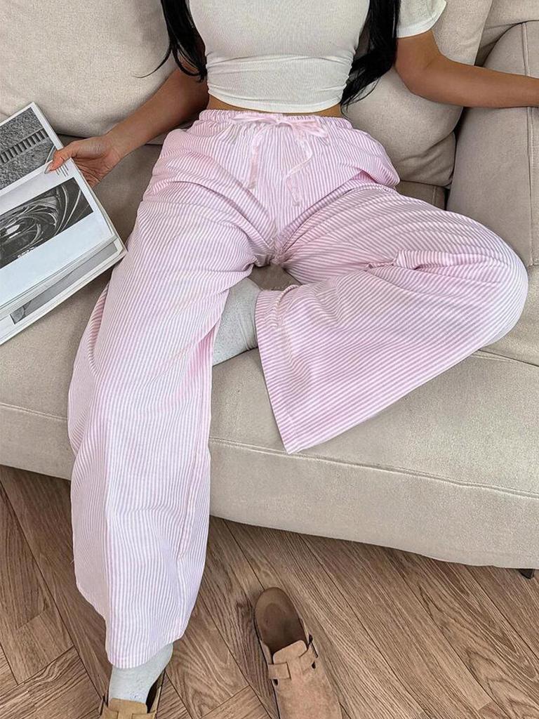 Women's Summer European & American Style Pink Wide-Leg Casual Pants