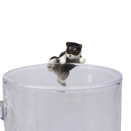 Lebensechte Mini Shiba Hund Tierfigur Hängender Tassenrand DIY Landschaftsornament