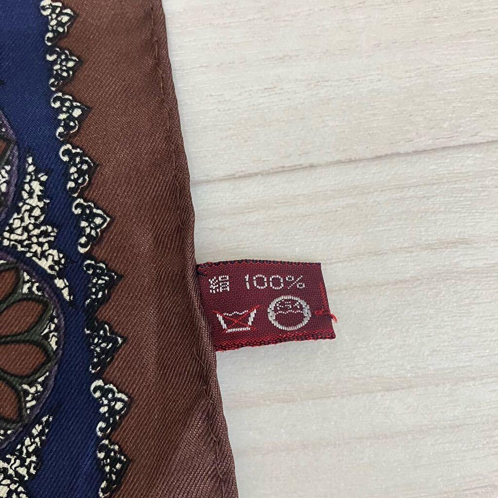 Used Scarf, silk scarf, 100% silk, large scarf, stole, shawl, all-over pattern, brown