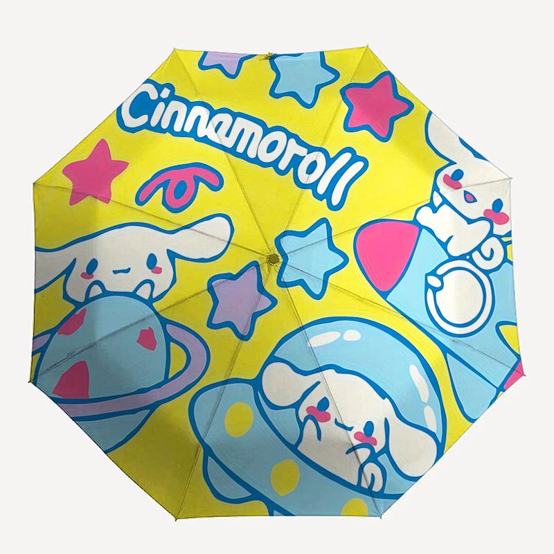 1pc Cinnamoroll Space Adventure Automatic Folding Umbrella - Portable 3-Fold Design with Iron Frame, Outdoor for Fans, Travelers, Everyday Use, Festiv