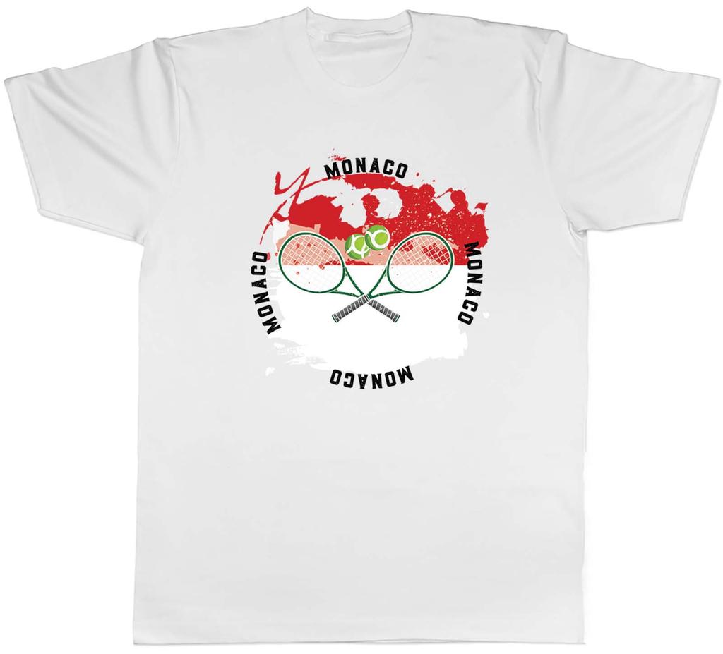 Tennis Sports With Monaco Flag Mens Unisex TShirt Tee Gift
