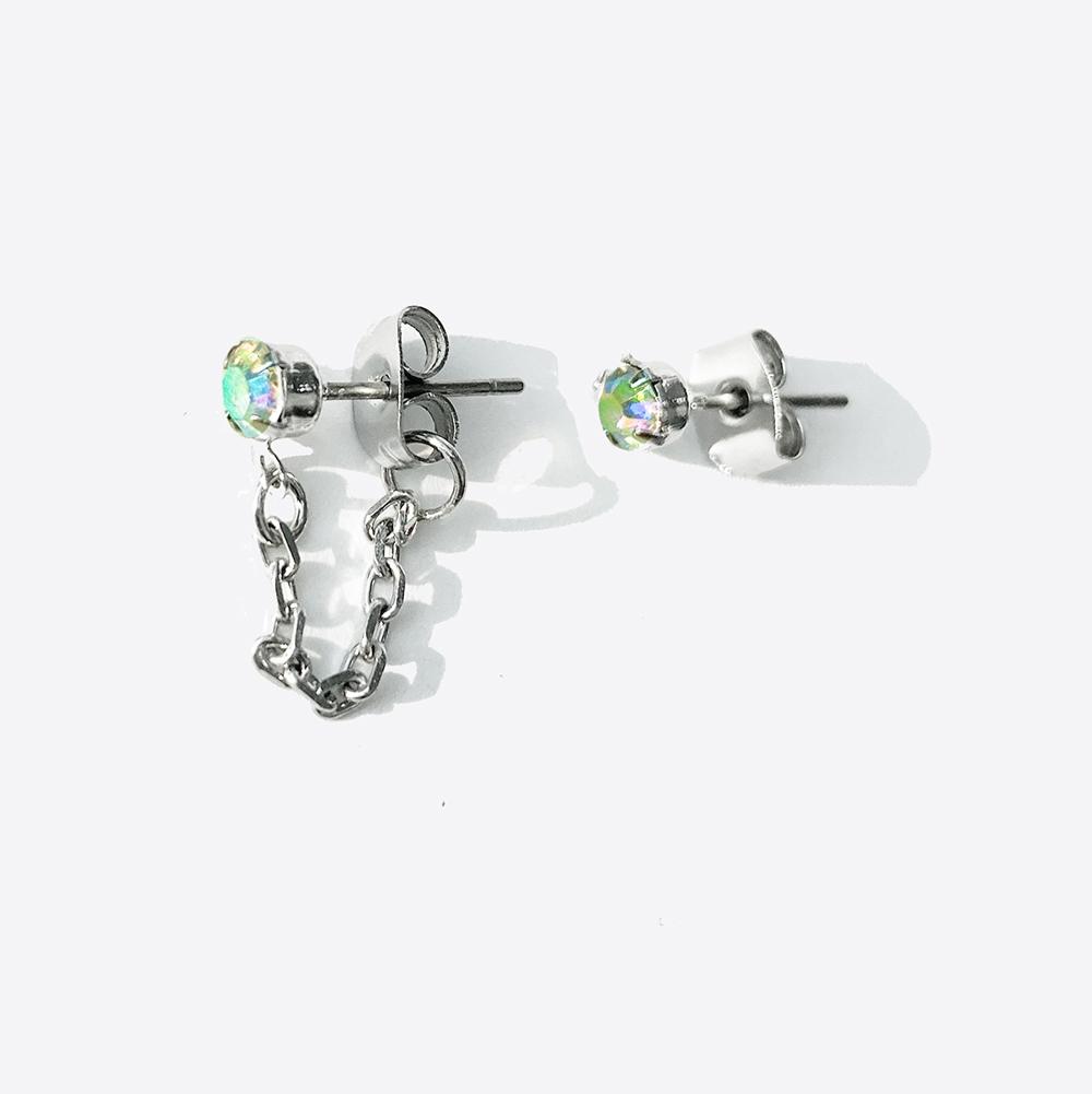 Rush Off Aurora Cubic Chain Earrings (Titanium Posts)