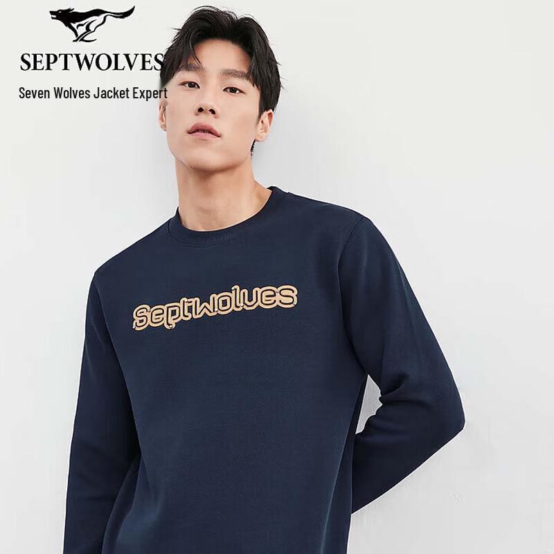 SEPTWOLVES Men's Spring Autumn Casual Round Neck Sweatshirt