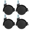 4Pcs PU Casters with Brake 1.5in Universal Wheel for Cabinet Bookshelf Trolley Black