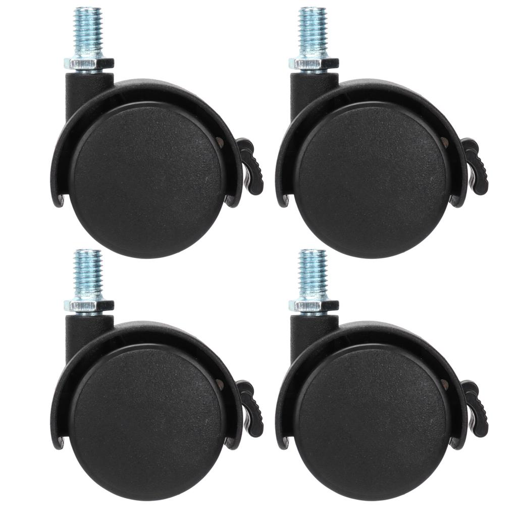 4Pcs PU Casters with Brake 1.5in Universal Wheel for Cabinet Bookshelf Trolley Black