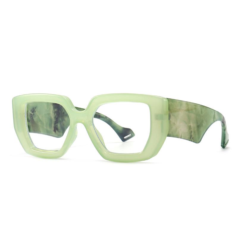 Vintage Square Big Frame Glasses Frame Fashion Wood Frame Glasses Female Transparent Optical Green Eyeglasses