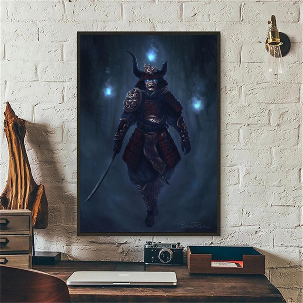 Japanese Samurai Canvas Poster Modern Home Sofa Background Wall Art Painting Print Pictures Bedroom Living Room Decor Mural Gift