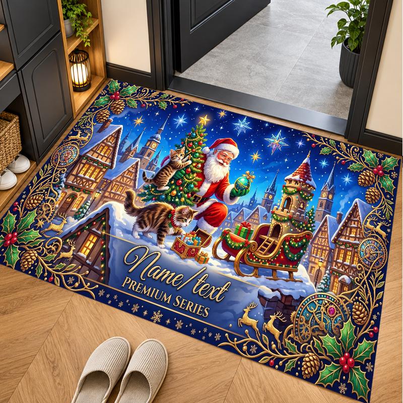Christmas Theme Floor Carpet, Soft Area Rug, Xmas Indoor Home Holiday Decoration