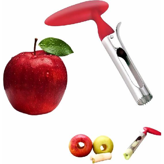 Premium Stainless Steel Apple Corer - Easy Use & Dishwasher Safe, Multi-Fruit Core Remover with Ergonomic Handle for Apples, Pears, Tomatoes &