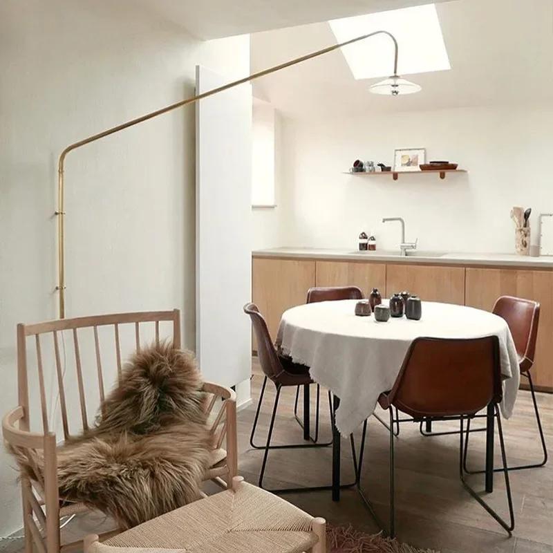Nordic Long-pole Rotary Wall Lamp Modern Simple Design Art Luminaire for Restaurant Hotel Living Room Study Decoration Led Light