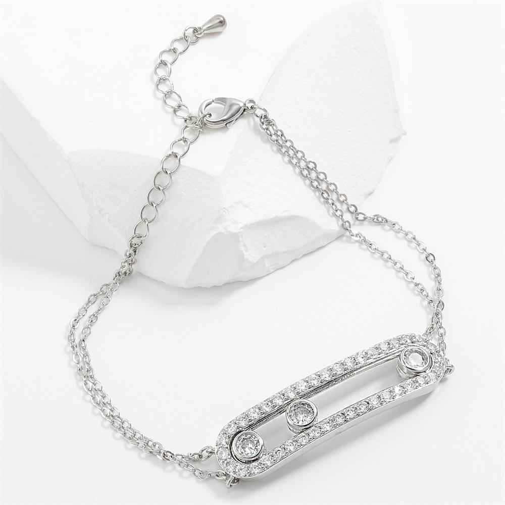 

ZAKOL Простой браслет-цепочка с тремя круглыми цирконами, полый, геометрический, для женщин, модный, женский, повседневный, с цирконами