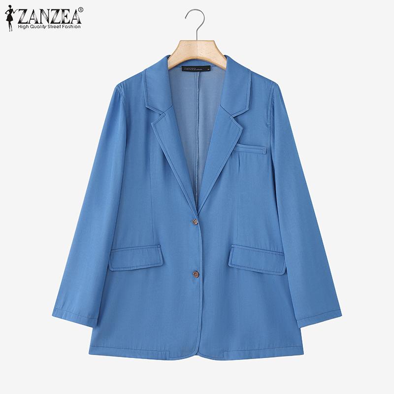 ZANZEA Women Casual Turn Down Collar Loose Long Sleeve Cardigan Tops