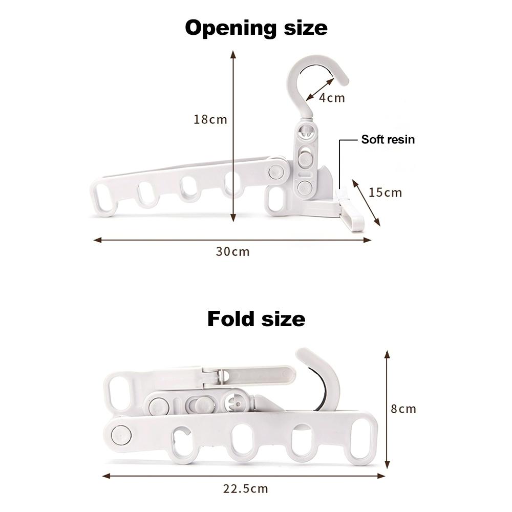

Складная дорожная вешалка, 5-отверстная вешалка для одежды, регулируемая пластиковая сушилка для одежды, экономящий место бесследный держатель для одежды M&1pcs белый