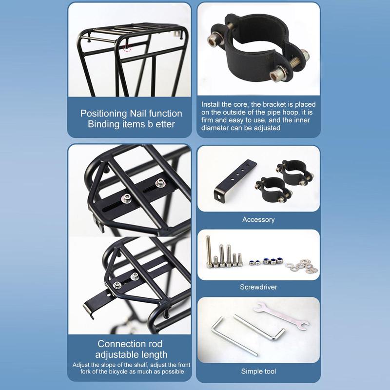 Stable Front Bike Rack, Cycling Luggage Carrier for Fishing Fitness Sports, Outdoor Travel Backpacking Accessories