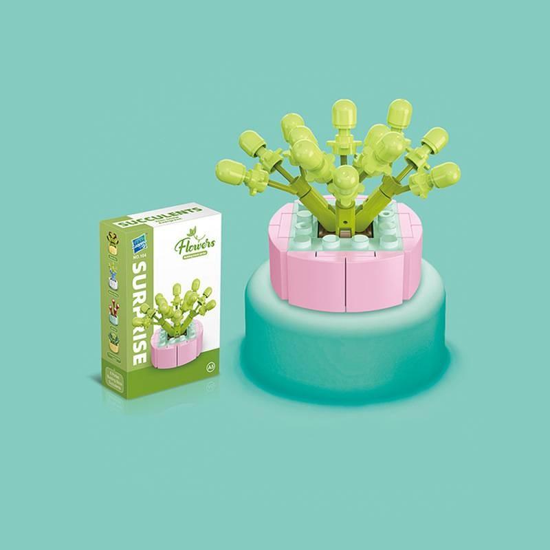 Small Children Puzzle Particle Building Block Flower Flexing Potted Model Toy