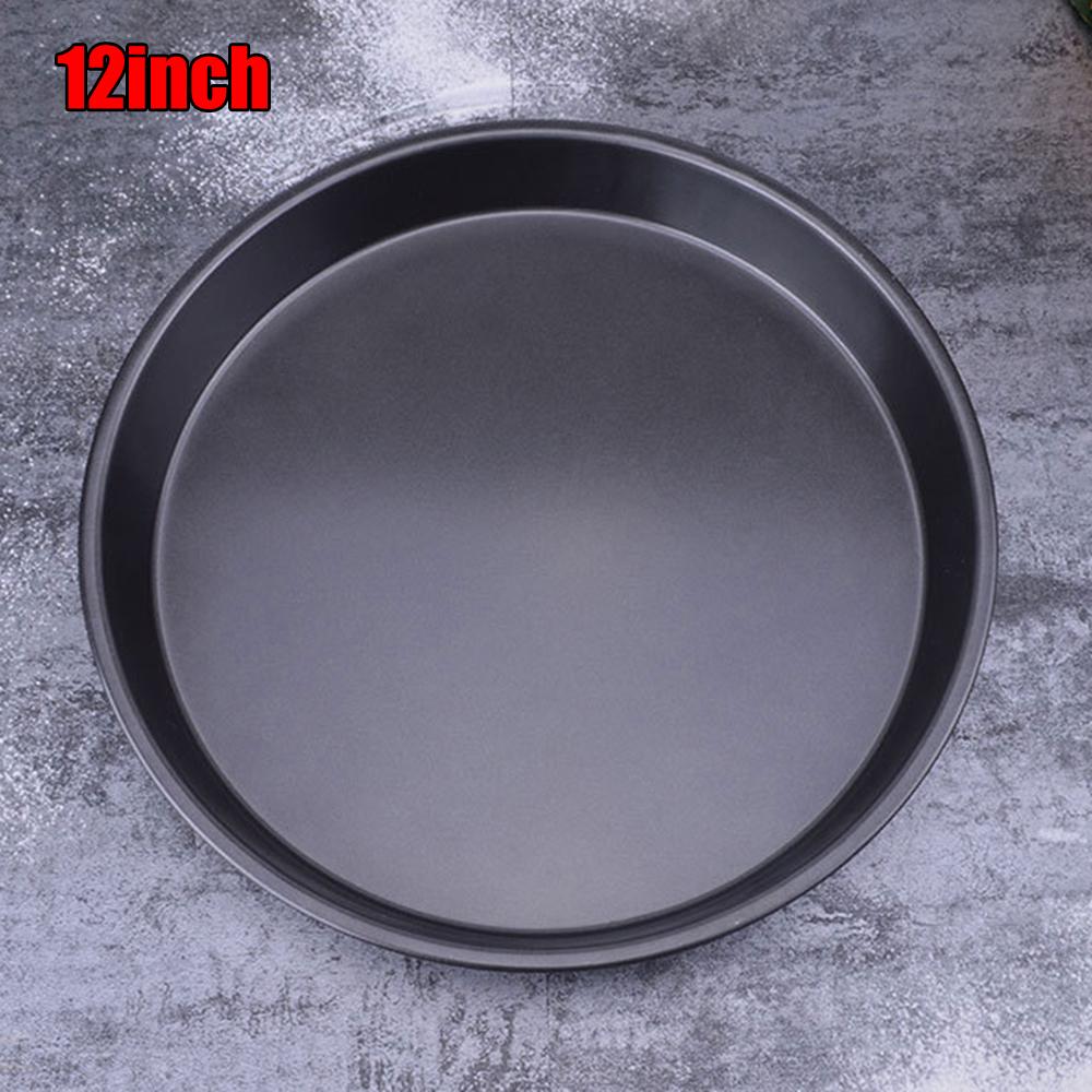 Round Deep Dish Nonstick Pizza Pan Carbon Steel Pie Tray for Baking Tool Compatible with Toaster Ovens and Family Gatherings