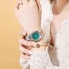 Quartz Movement Watch Retro Style Ladies Wristband Temperament Steel Band Watch Small Green Watch Disc