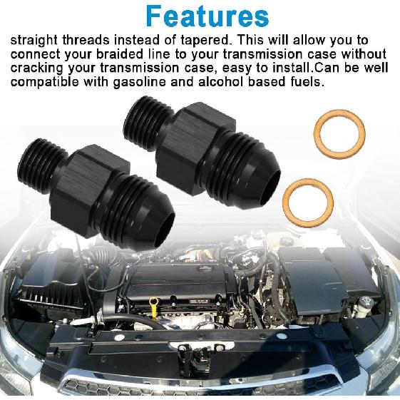 8AN Male Flare to 1/4" NPSM Transmission Cooler Adapter Fitting Aluminum Black,8AN Fittings,Fits TH350 TH400 4L60E 700R4 200-4R TR6060 AOD 4R100