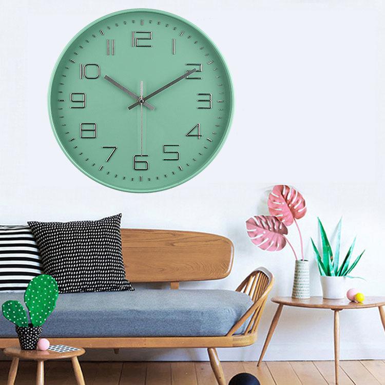 

12-дюймовые 30 см Бесшумные настенные часы Креативные Модные Домашние Гостиная Спальня Трехмерные Цифровые Простые Настенные часы ice blue silver