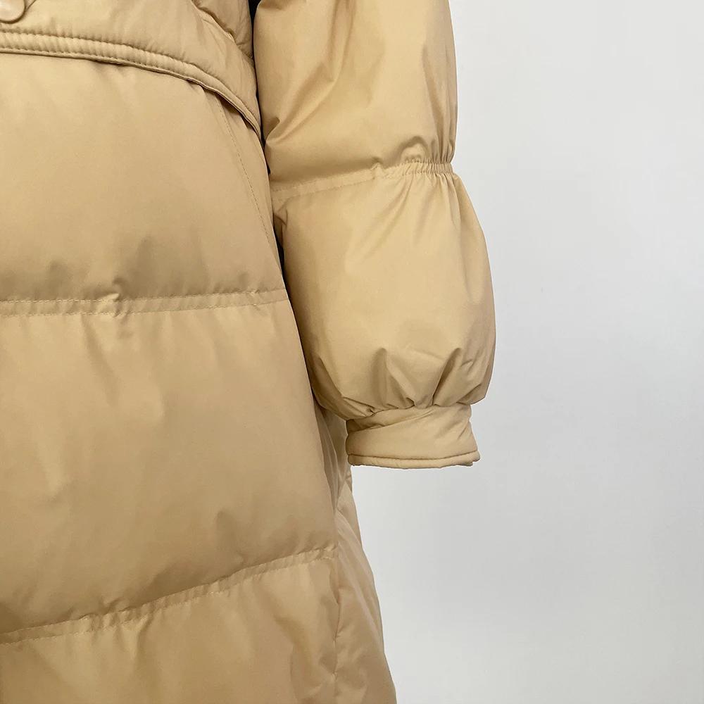 OFTBUY Осень-зима 90% белый утиный пух теплая куртка женская пуховик средней длины пальто — фото 10