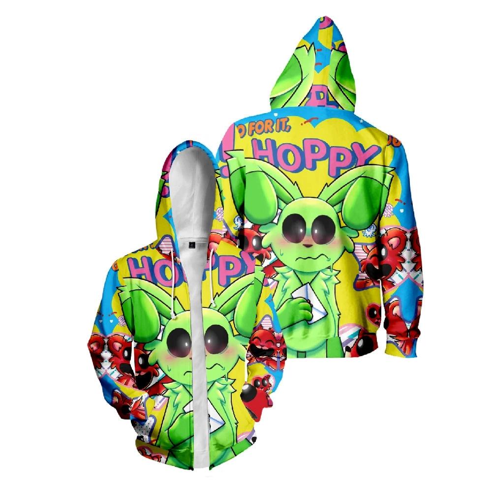 Women Men s Zipper Hoodie Fashion Jacket Smiling Critters Print Pattern Sweatshirt Street Apparel Casual Clothes Men Clothing XS