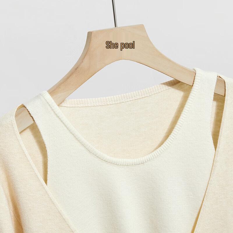 Shechi Design Sense Fake Two-Piece Color-Blocked Knit Top