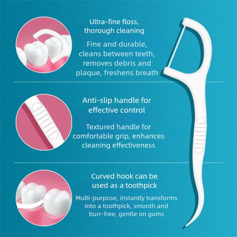 1000Pcs Adult Dental Floss Sticks Ultra Fine Flosser Teeth Cleaning Portable Toothpick Thread Oral Hygiene Care
