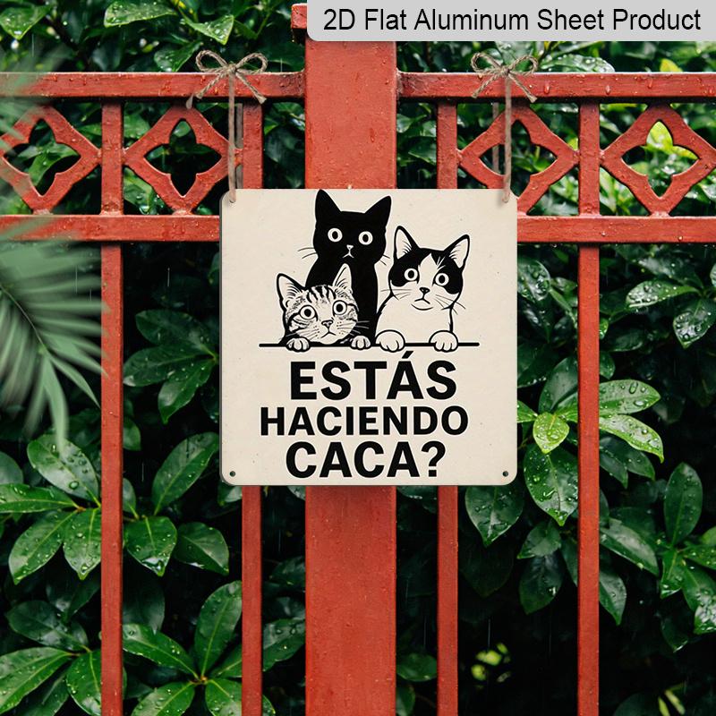 2D Flat, 1pc, Vintage Metal Sign, Decorative Plaques and Ornaments, Cat Gaze Humor Decorative Plaque, Humorous Style, Yard, Bathroom, Door Behind or
