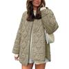 Jachetă puffer matlasată ușoară pentru femei, de iarnă, casual, outerwear, cu mânecă lungă, nasturi, căptușită, cu buzunare