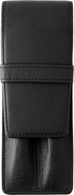 OSL Pencil Genuine Holds Two Fountain Gift SLIP-ON Case, Double, Black, OSL-3603, Leather, Pens,