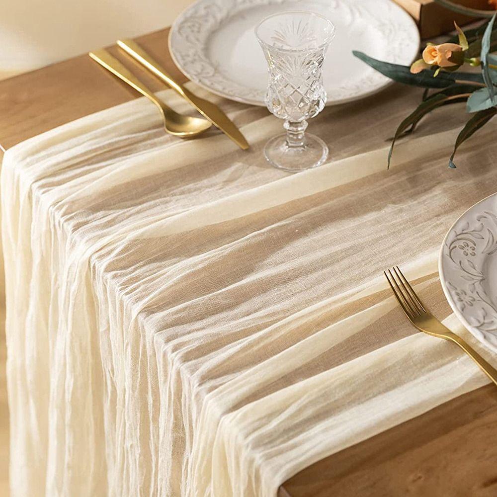 90x180/300cm Gauze Tablecloth Vintage Cheesecloth Table Setting Table Runners  Beach Wedding
