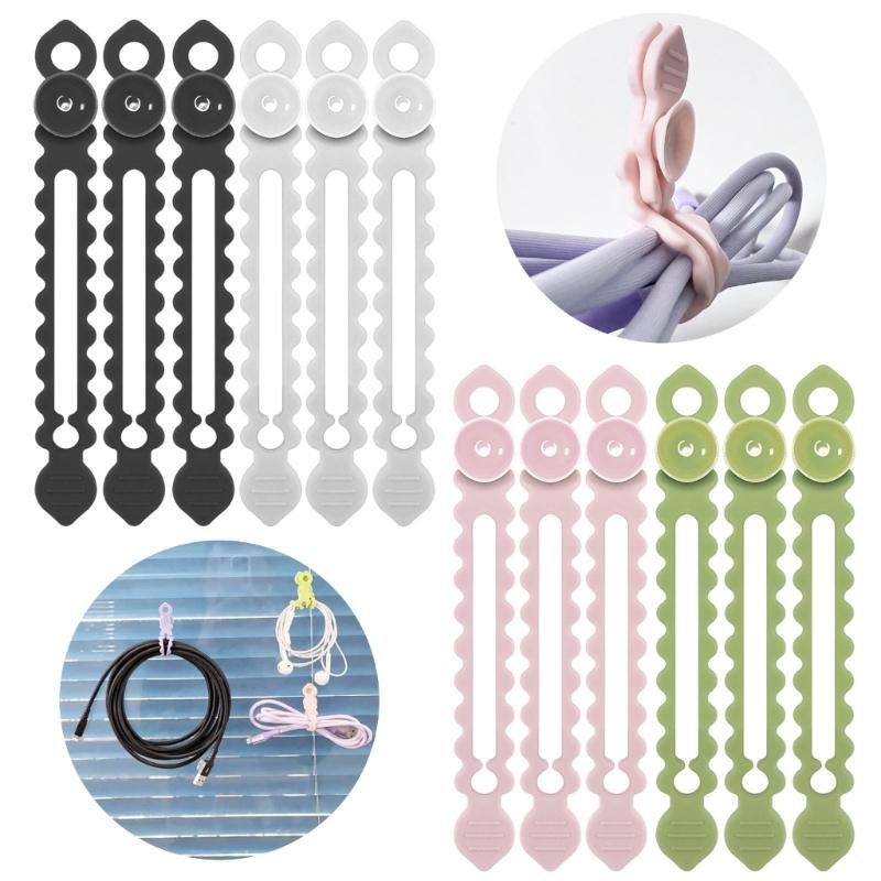 1 Set Silicone Suction Cup Cable Ties Reusable Wall Mount Wire Organiser for Home Office Car Cord Management