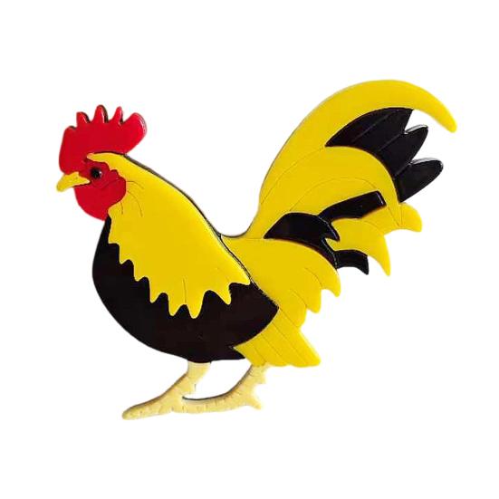 Chicken Rooster Brooch Pin Acrylic Lightweight Farm Animal Jewelry жёлтый