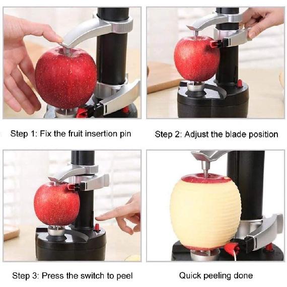 Electric Potato Peeler Automatic Potato Peeler Machine, Electric Peeler Fruits and Vegetables, Apple Peeling Machine for Kitchen [1 Adapter 2 Extra