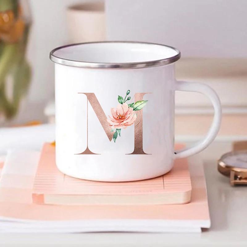 Alphabet Flower Letter Mug Coffee Cup Cold Coffee Cups Funny Mugs Cup for Tea Drinkware Rare Beer Travel Cute Original Unusual