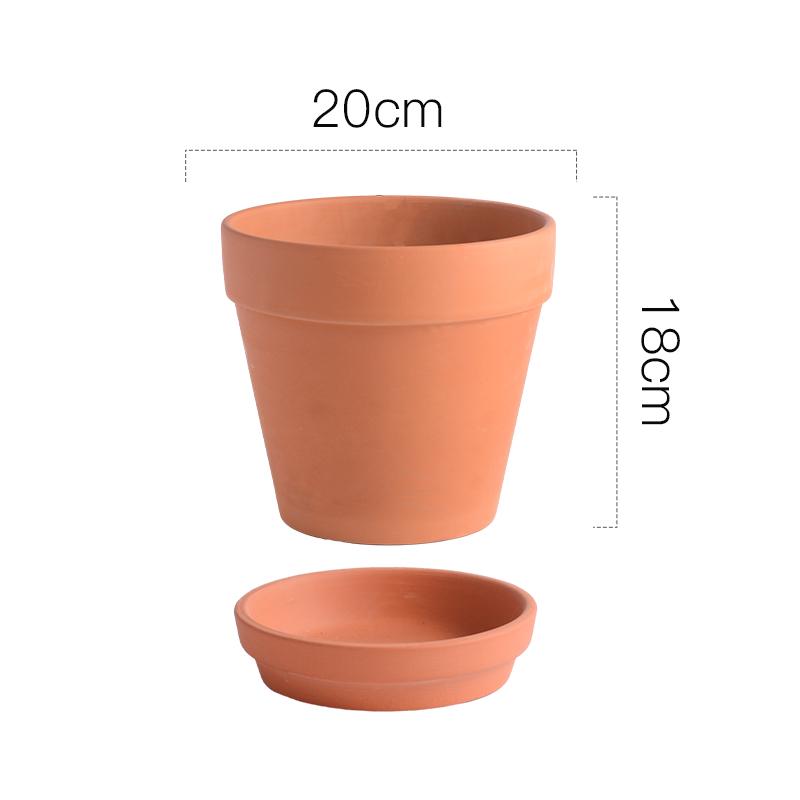 Terracotta Nordic Ceramic Flower Pot with Tray - Large, Coarse Pottery for Succulents and Pothos