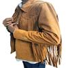 Herren-Lammfell-Wildleder, traditionelle Cowboy-Western-Lederjacke, brauner Mantel mit Fransen, Indianerjacke, Wildleder, Partykleidung, Geschenk für ihn