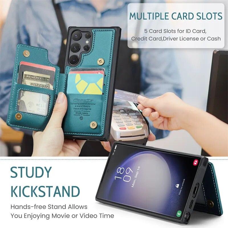 Retro Flip Leather Phone Case for Samsung Galaxy S23 S22 S21 Plus S20 FE Note 20 Ultra Wallet Card Holder Back Protection Cover