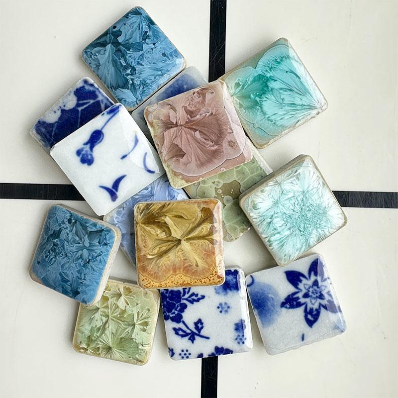 100g DIY Keramik Mosaikfliesen Glas Blatt Blütenblatt Form Handgemachte Ornamente Fliesen Wand Kunsthandwerk Kristall für Dekoratives Material 917