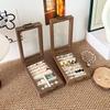 Compact Jewelry Storage Box: Solid Wood Black Walnut Display Stand for Necklaces, Earrings, Studs, Rings, and Bracelets.