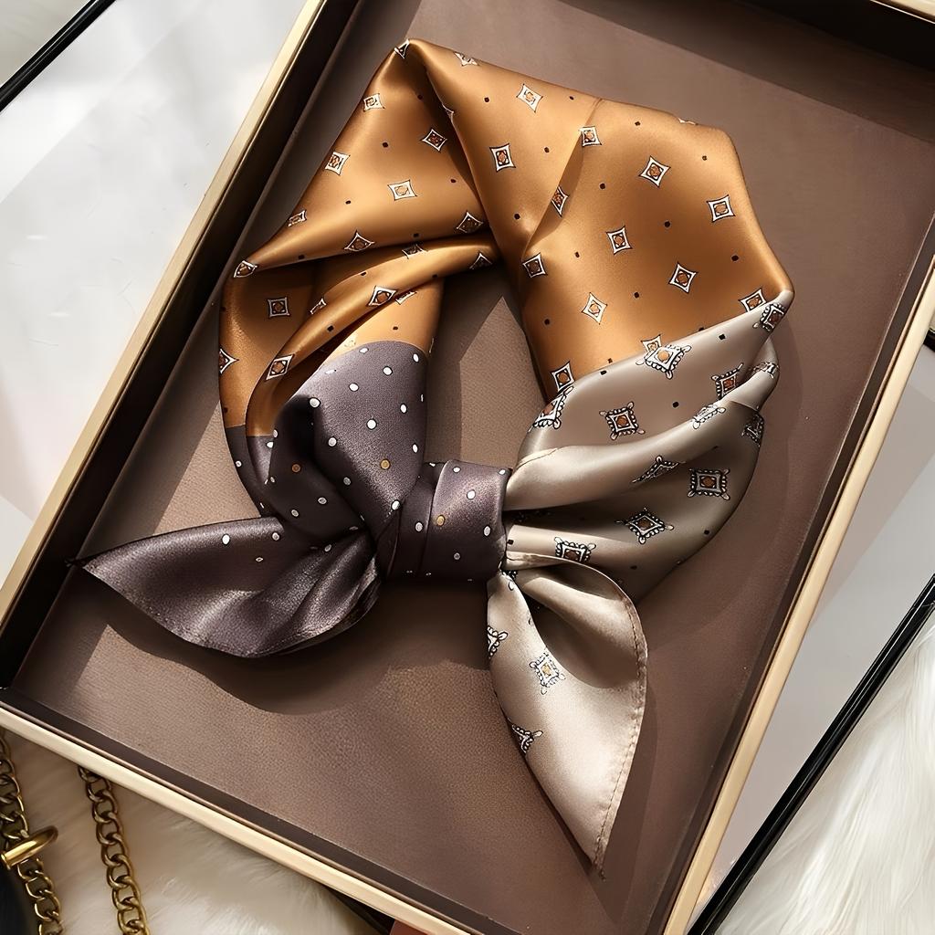 Luxury Brand Women Leopard Print Square Hijab Scarf Soft Satin Silk-like Small Neck Scarf Stylish Casual Headscarf