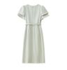 French-Inspired Waist-Cinching Ruffle Sleeve Dress