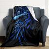 1pc Blue Wolf Head Soft & Warm Polyester Knit Blanket, Digital Printed, All-Season Throw for Napping, Traveling, Sofa yy250906030