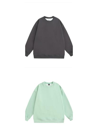 Autumn 2025 Men's Plus Size Loose Round Neck Solid Color Long Sleeve Hoodie